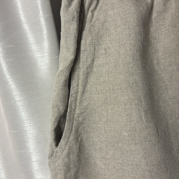 FLAX Linen Sun Shorts Beige/ Tan Flat Front Shorts,  medium - Picture 2 of 7